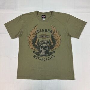 2021 Harley Davidson Mens L Crewneck T Shirt Legendary Gainesville FL USA Olive